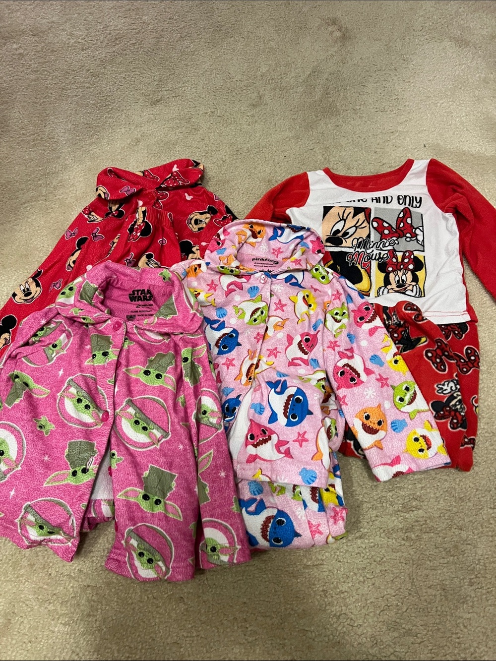 Set of 4 Girls 2T fleece pajama bundle